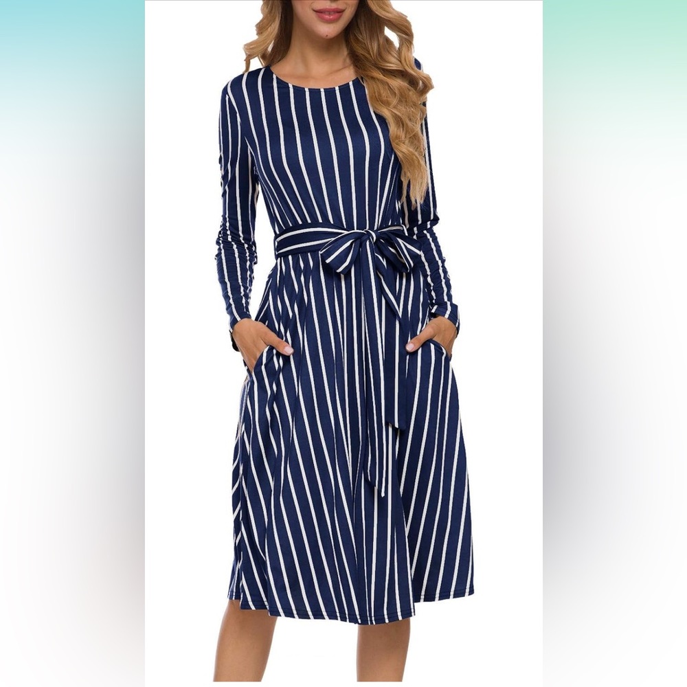 Long sleeve midi dress - Navy